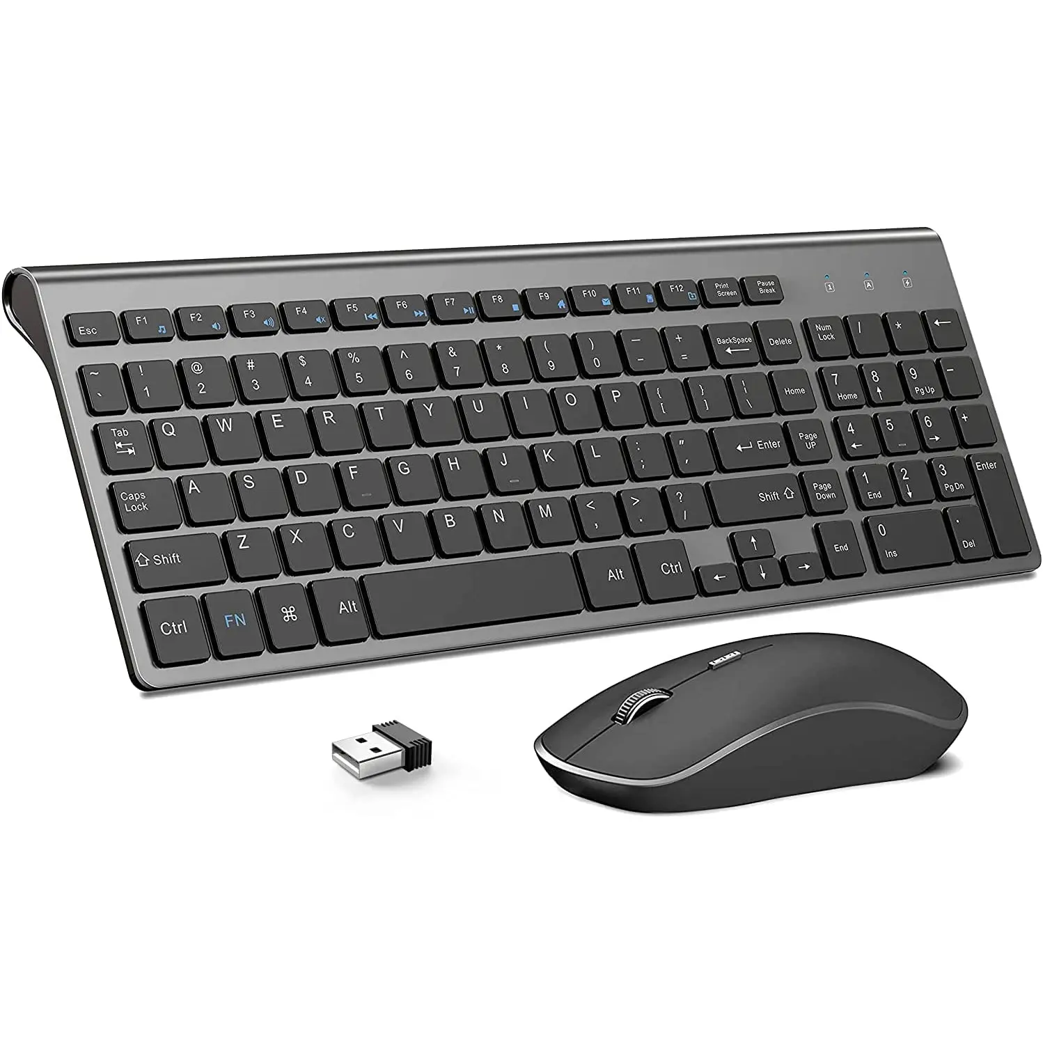 JOYACCESS Wireless Keyboard and Mouse,2.4G Ergonomic and Slim Wireless Computer Keyboard Mouse Designed for Windows, PC, Laptop,Tablet - Black Grey