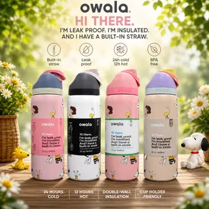 Cute Owala FreeSip 32oz Insulated Water Bottle – Leak Proof Straw Tumbler, Pastel Aesthetic