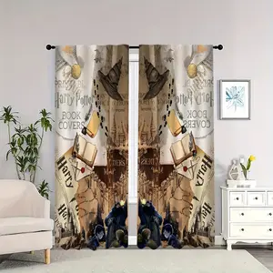 Harry Potter themed interior curtains, featuring a magical world theme, are light-blocking, heat-insulating, and soft, suitable for home décor.