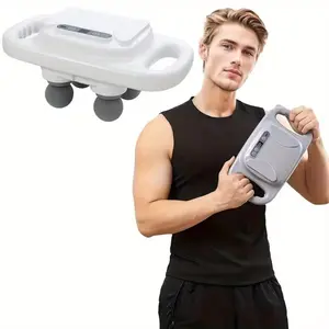 Electric Fascia Massager, USB Rechargeable Handheld Muscle Massager with 4 Massage Heads, Portable Body Massager for Home & Travel