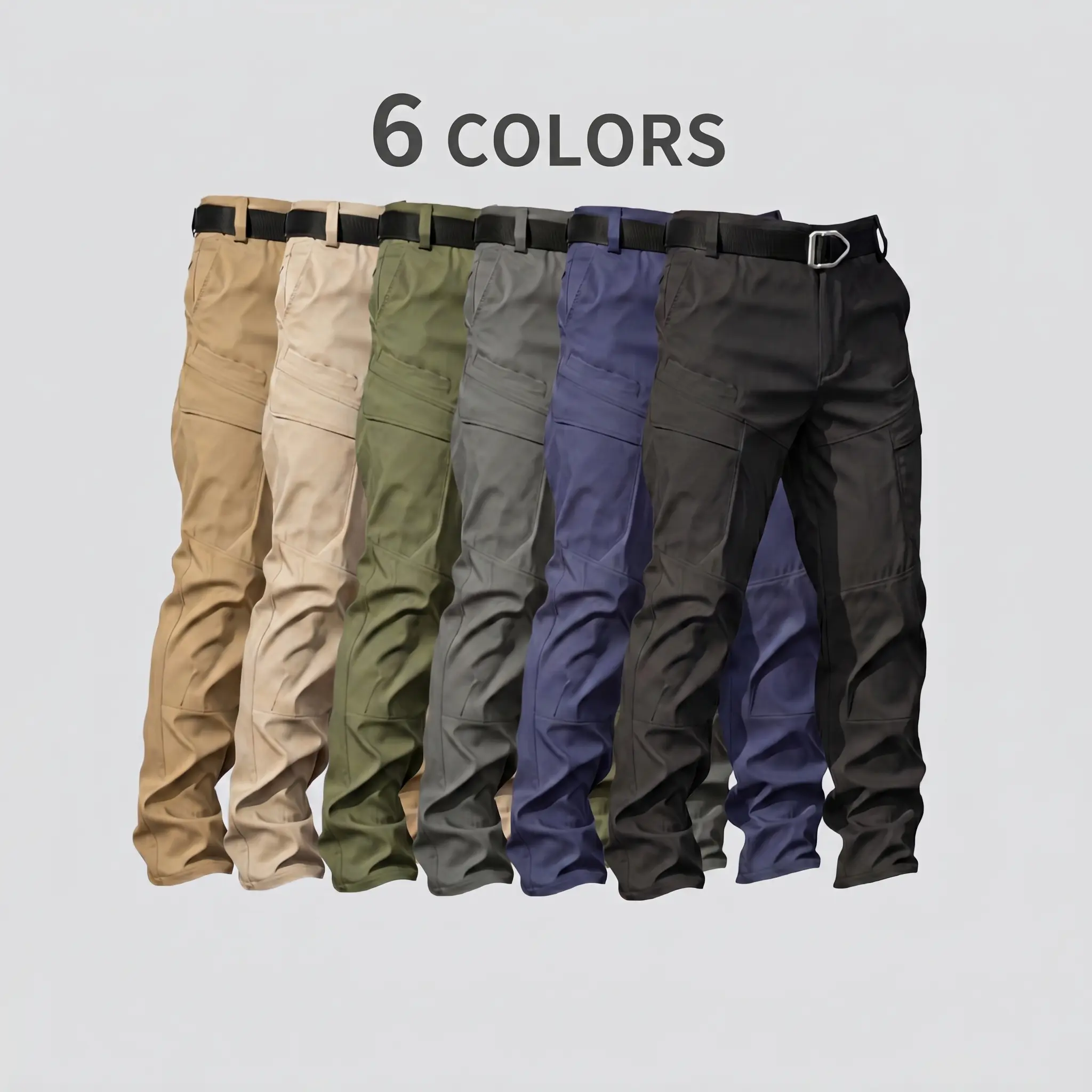 Men’s outdoor tactical cargo pants—all-season men’s long pants featuring 3D knee construction and abrasion-resistant fabric. Suitable for hiking, climbing, and everyday commuting.
