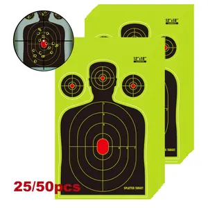 Targets - 12x 18 inch - Silhouette Splatter Target - Easily See Your Shots Burst Bright Fluorescent Yellow Upon Impact
