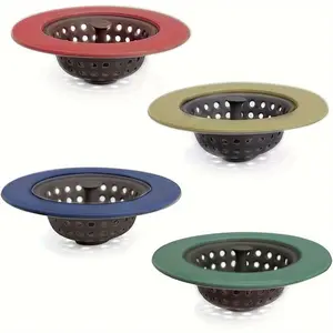 Set Of 4 Kitchen Silicone Sink Strainer Garbage Disposal Strainer Sink Drain Catcher Plug Drain Cover Kitchen Sink Basket for Kitchen Sinks