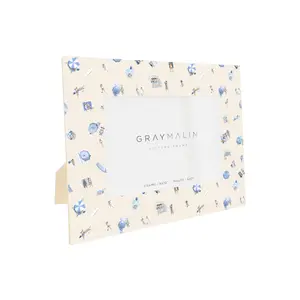 The Beach Toile Horizontal Picture Frame Case Pack - Indigo Blue