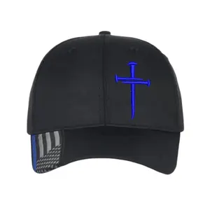 Christian Hats for Men Women Jesus Christian Cross Cross CUSTOM BLUE Line Hat OC661 with BLUE Cross Snapback Adjustable Comfortable Machine Washable