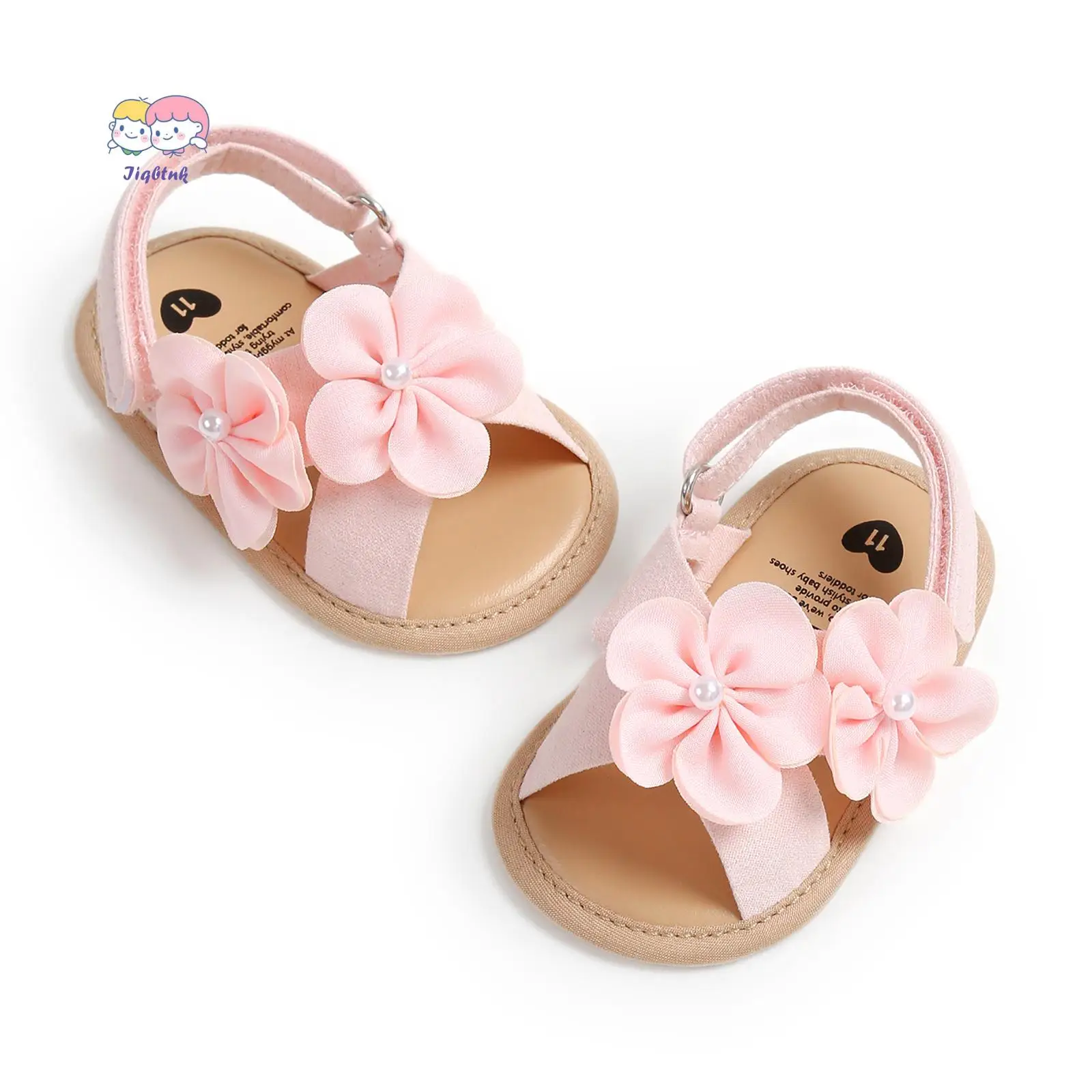 Baby Girls Summer Sandals Cute Large Flower Flat Shoes Non-Slip Sole Infant First Walker Shoes