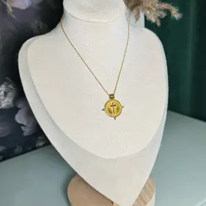 Gold Waterproof Cross Vintage Coin Necklace