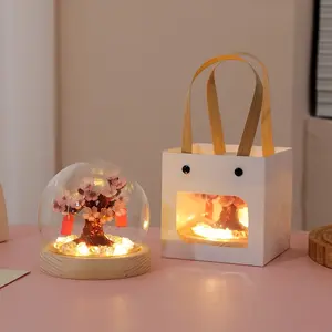 Illuminated Cherry Blossom Tree Sculpture | Decorative Night Light for Shelf Vanity Desk | Soft Glow Faux Floral Branch Accent | Elegant Tabletop Ornament for Adult Women | US Valentine's Home Decor Keepsake