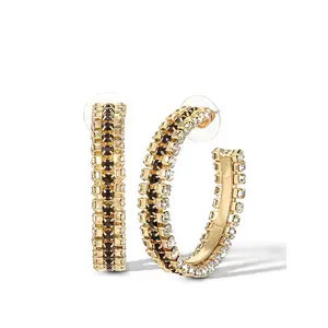 Black And White Crystal Hoop Earrings
