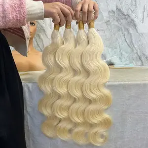 613 Body Wave Blonde Bundles Human Hair 1/3/4 Bundles Human Blonde Hair Extensions，100% Real 12A Brazilian Virgin Raw Easy to Dye No Synthetic Blend 100% Human Hair - No Shedding & Tangle Free Brazilian Virgin Hair