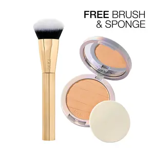 tarte shape tape powder foundation & brush duo - medium coverage, natural matte finish + foundation brush for flawless skin