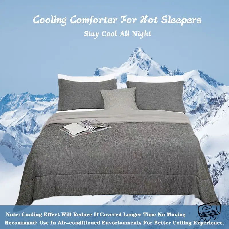 1PCS Cooling Comforter,Cooling Comforter with Q-Max 0.4 Arc-Chill Cooling Fiber,for Hot Sleeper and Night Sweats,Cool Thin Soft Summer Comforter for Bed,Cool Soft Thin Breathable Summer Comforter for Bed and Couch
