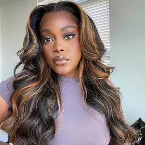 Megalook 6x5 Glueless Wigs Human Hair 12A Ombre Body Wave Lace Front Wigs Human Hair Highlight Closure Wigs Human Hair Pre Plucked Pre Bleached Pre Cut Glueless Wig