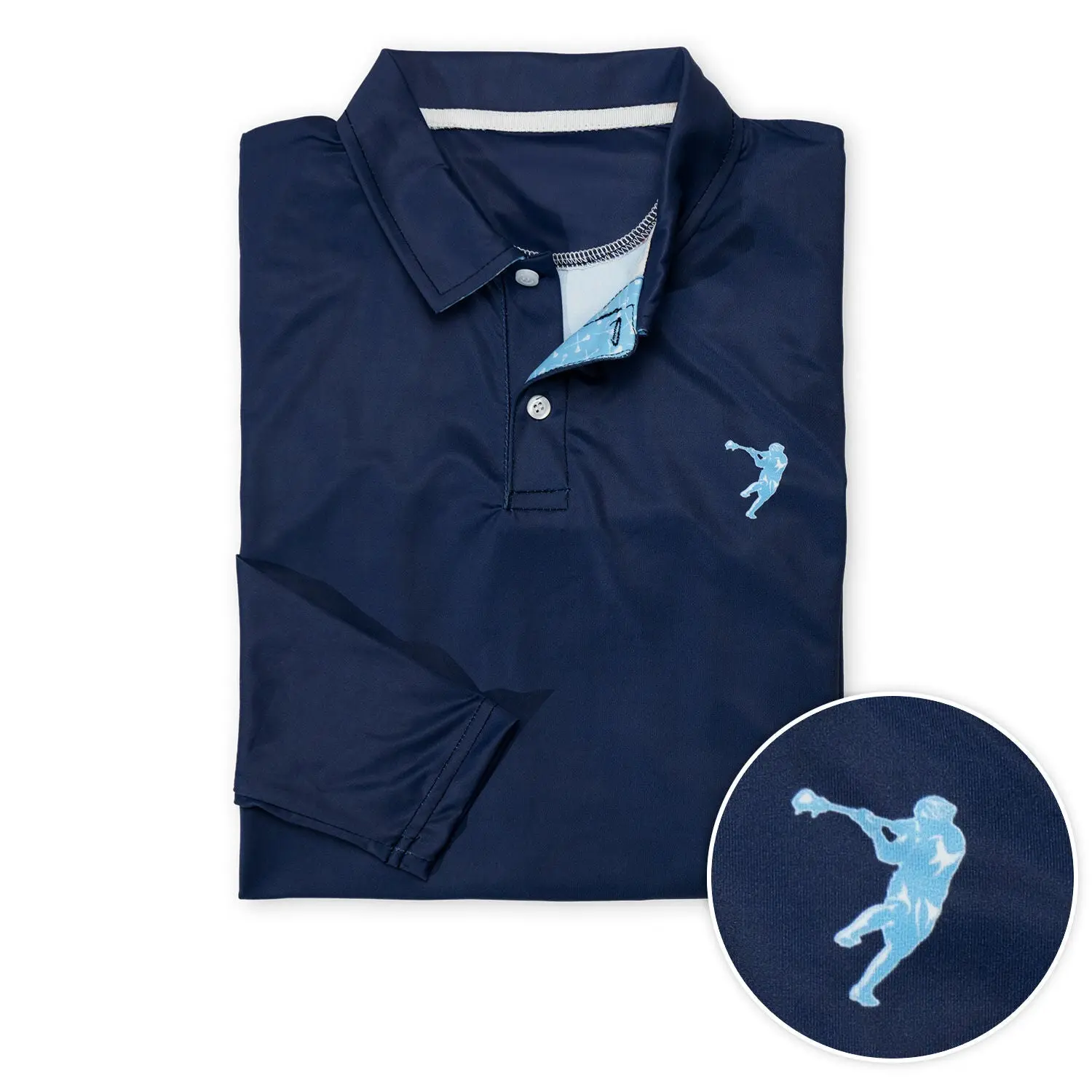 CTS Guys Long Sleeve Lacrosse Polo Shirt - UV Protection, Stretchable, Breathable Sweat-Wicking Men's Lax Attack Sports Top, Breathable Sweat-Wicking Men's Sports Polo, Male, Button, Moisture-Wick
