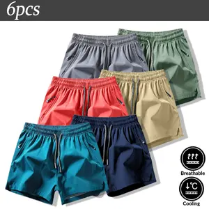 Boys’ Summer Casual Breathable Fashion Sports Shorts, 6-Pack, Drawstring Cuffs & Zippered Pockets Men's basketball