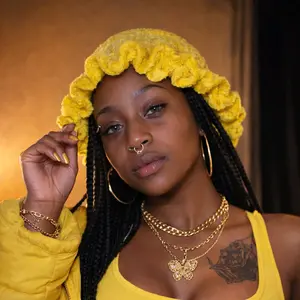 Golden Bloom Ruffle Crochet Hat