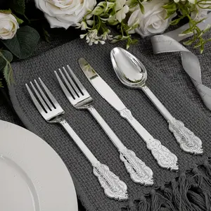 180-Piece Silver Color Cutlery Set, Durable Hard Plastic Utensils, Perfect for Large Banquets, Weddings, Birthdays, Anniversaries, Reusable
