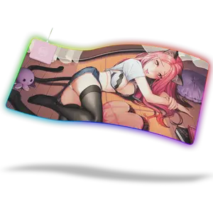 Belle Delphine P1 Kitty Cat RGB Wireless Charging Desk Mat Mousepad
