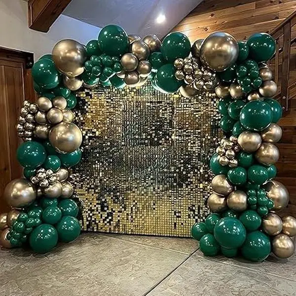 Green and Gold Balloon Arch Kit  for Birthday Christmas Wedding Theme Baby Shower Party Decorations Metallic Shiny
