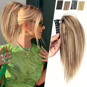 Women'S Basic Straight Synthetic Ponytail Clip,Easy-To-Use Claw Clip Hair Piece For Messy Updo Easy-To-Wear Half-Tied High Ponytail Extension For All Hair Types.