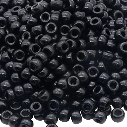 1000Pcs Pony Beads Bracelet 9mm Black Plastic Barrel Pony Beads for Necklace,Hair Beads for Braids,Key Chain,Jewelry Making (Black) 1000Pcs Pony Beads Bracelet 9mm Black Plastic Barrel Pony Beads for Necklace,Hair Beads for Braids,Key Chain,Jewelry Making (Black)