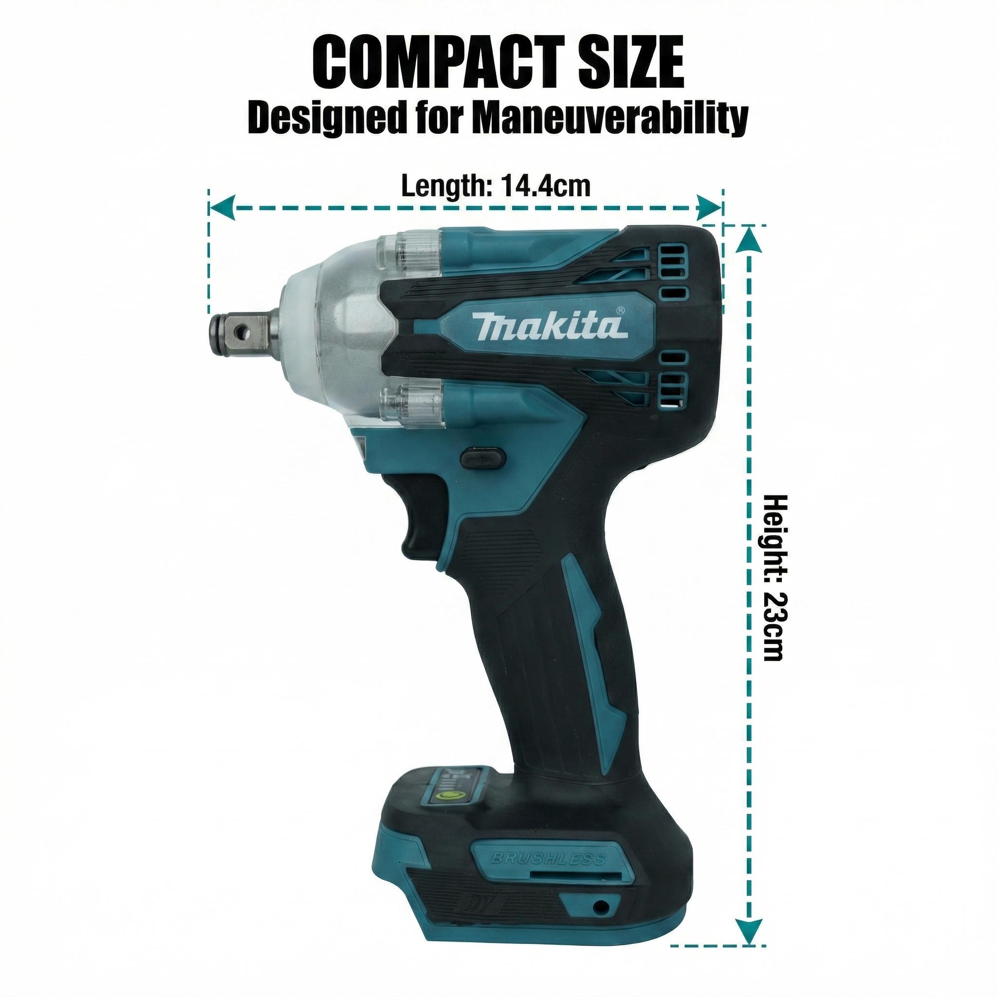 Makita DTW300 Brushless Impact Wrench with 18V Battery & Charger – 330 N·m Fastening Torque for M10 to M20 Bolts