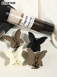 24-piece set of curry jacquard hair ring butterfly hair clip set, autumn and winter simple coffee brown black and white butterfly hair clip jacquard hair ring set, three-dimensional butterfly shape hair clip jacquard hair ring, ladies daily commute