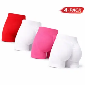 4-Pack Women’s Seamless High Waist Butt Lifting Yoga & Cycling Shorts – Quick Dry Scrunch Biker Shorts for Workout & Fitness