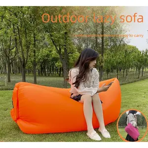Outdoor Portable Lazy Inflatable Sofa Beach Inflatable Mat Air Sofa Camping Folding Inflatable Sofa Bed Sleeping Bag