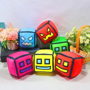 Soft Geometry Dash Cube Plush Toy Set, Cute Game Character Stuffed Plushies, Lovely Room Decor, Funny Birthday Holiday Presents for Children & Game Fans