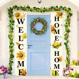 [Welcome Home Banner Set] Set - Welcome Home Banners - 180cm By 30cm/70.8 In By 11.8 In - Sunflower Welcome Home Family Porch Logo Party Supplies - Welcome Party Indoor Outdoor Photo Booth Background Supplies