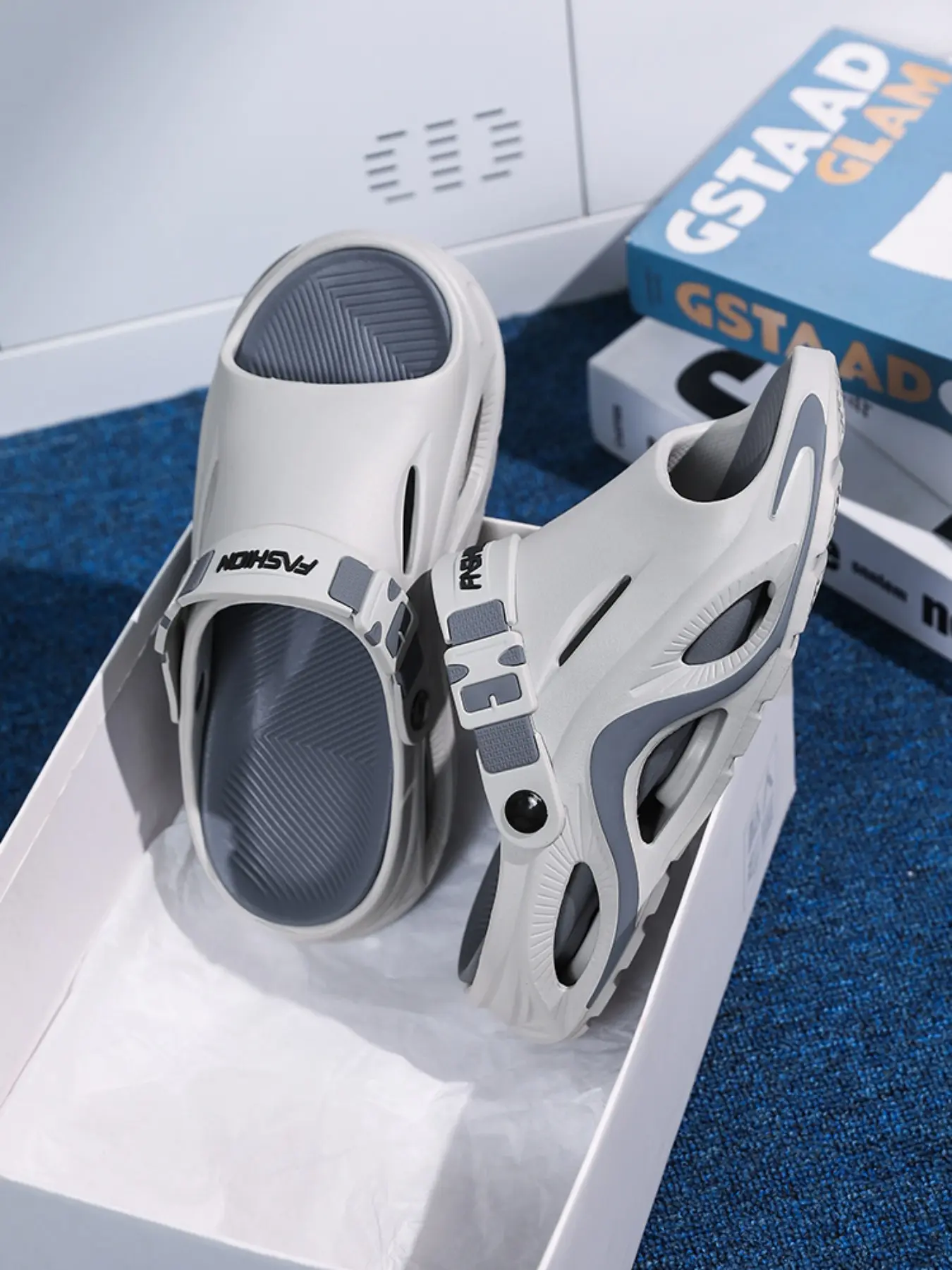 Summer Thick Sole Height Increasing Men's Slippers, Casual Fashion Slippers, Beach Sand Pool Anti-Slip One-Click Cool Eva Shock Absorption, Casual Home Indoor Shoes Footwear