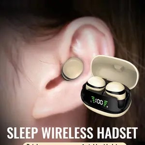 Mini Sleep Earbuds, Ultra Compact Lightweight Wireless Bluetooth Earphones with LED Display, Comfortable Microphone Headphones Headset for Sleep and Travel