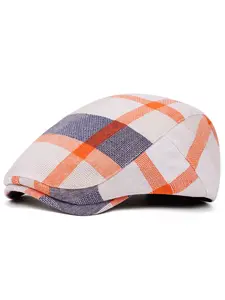 1pcs hat Plaid Flat Cap, Lightweight Summer Ivy Newsboy Hat, Casual Breathable Beret