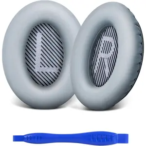 Replacement Ear Cushions for Bose Quiet Comfort 35 Soft Protein Leather Replacement Ear Pad for 35/25 / 15 QC2 / Ae2 / Ae2i / Ae2W / Sound Link/Sound True (Light Grey)