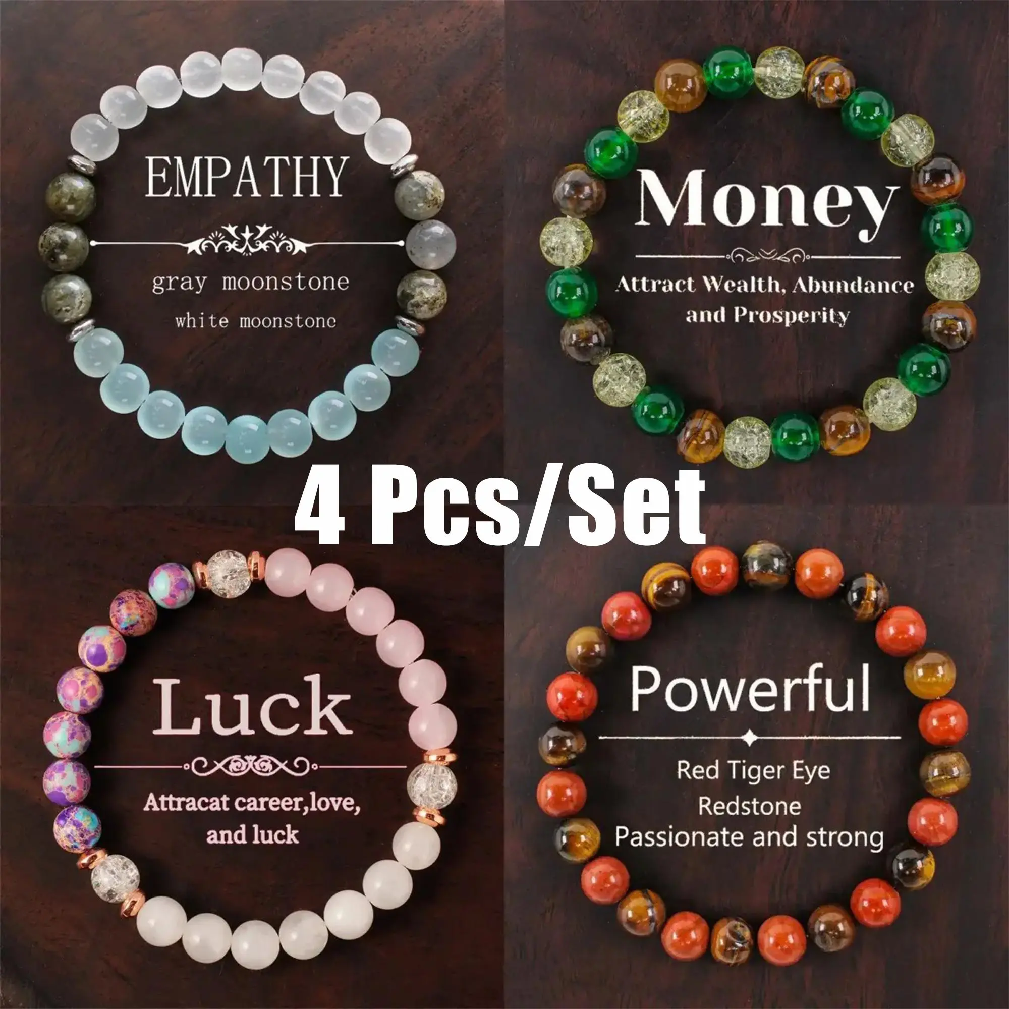 Crystal Beaded Bracelets for Women and Men - Tiger Eye,moon stone ,Jewelry for Banquet Party - Money Attraction, Good Luck, Protection Bracelet Encouragement Gift for Her couple bracelet Daily Wear travelessential backtoschool