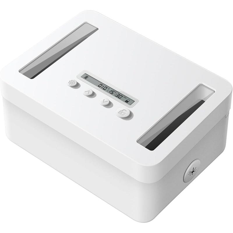 Metal Time Lock Box, Phone Locked box with Timer, Locking Safe Storage, Self-Control Locker with USB C Charge,  Lock,  Timed Release Jail for Phone/iPad Mini/Remote//Snack