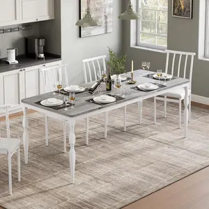 78 Inch Rectangular Dining Table for 8 Rustic Farmhouse Kitchen Table with Large Tabletop Long Wooden Dining Room Table with Heavy Duty Legs Grey