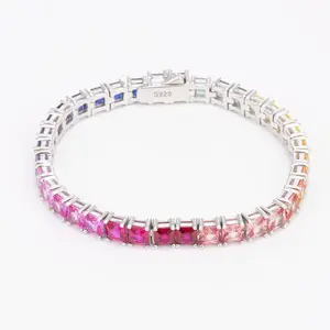 Lunev 4mm Rainbow Spectrum Moissanite Bracelet  GRA  Certified