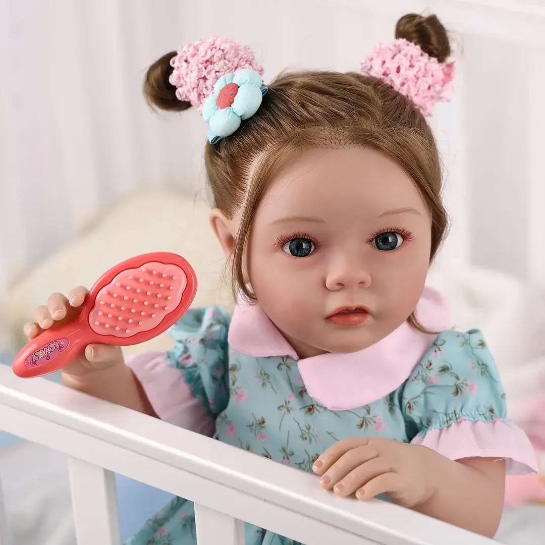 BABESIDE Reborn Baby Doll Daisy-19 Inches Realistic Poseable Smiling Doll with Soft Fabric Body, Complete Accessories, Soft Cuddly Gift for 2+ Years Old Kids, Simulation Doll