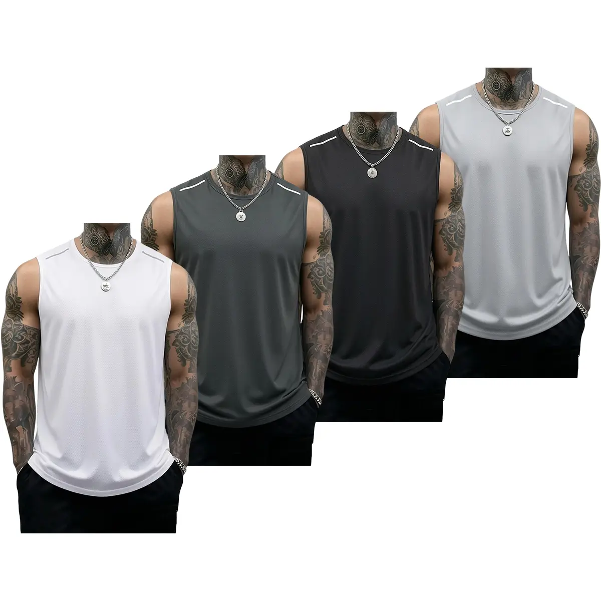 White + Dark Gray + Black + Light Gray