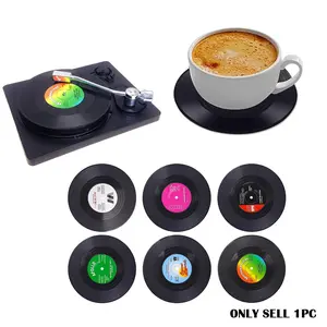 Vintage Vinyl Record Coasters, Heat-Resistant CD-Shaped Drink Mats, Perfect for Coffee & Tea Cups, Unique Home Decor Gift Idea