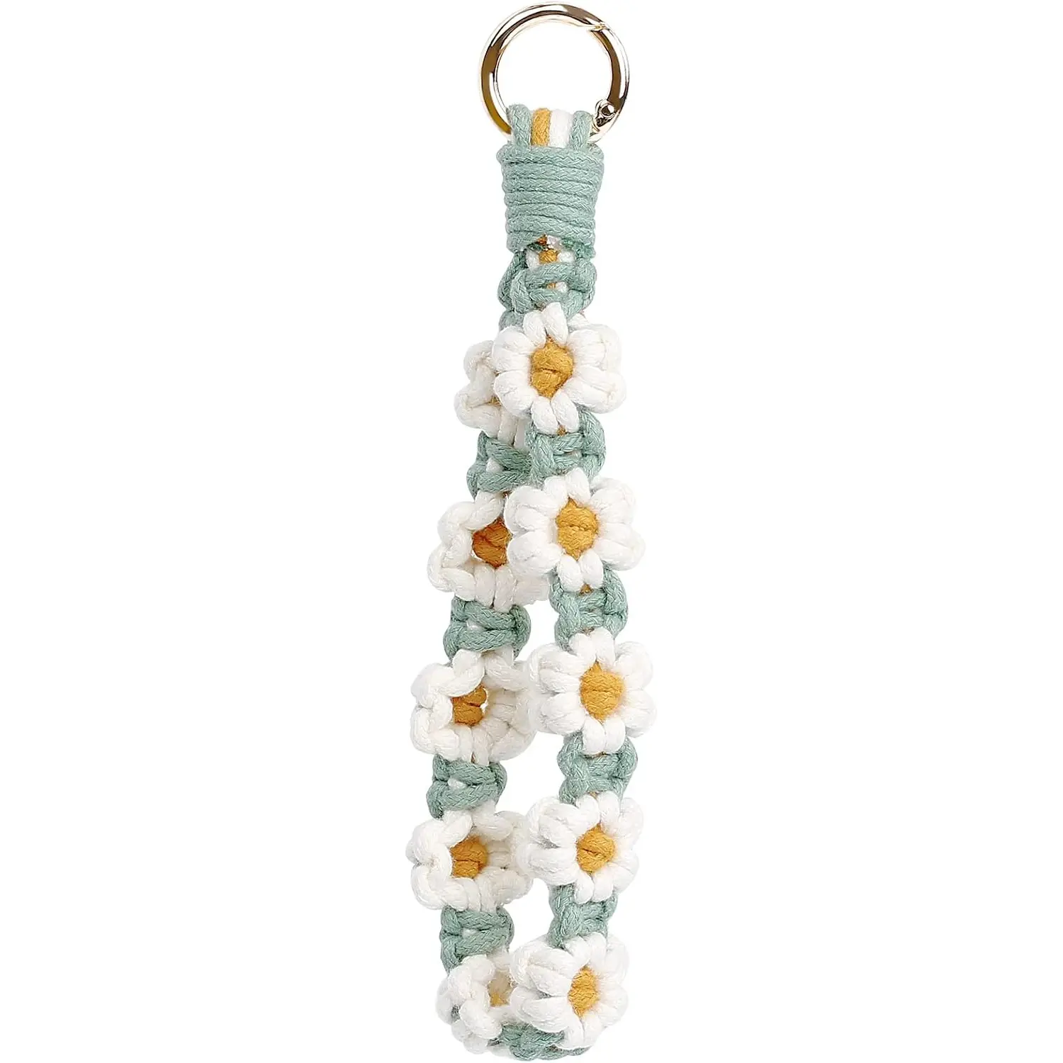 Boho Macrame Keychain Wristlet Keychain Weave Exquisite Keyring Holder Bracelet Handmade Wrist Lanyard for Women