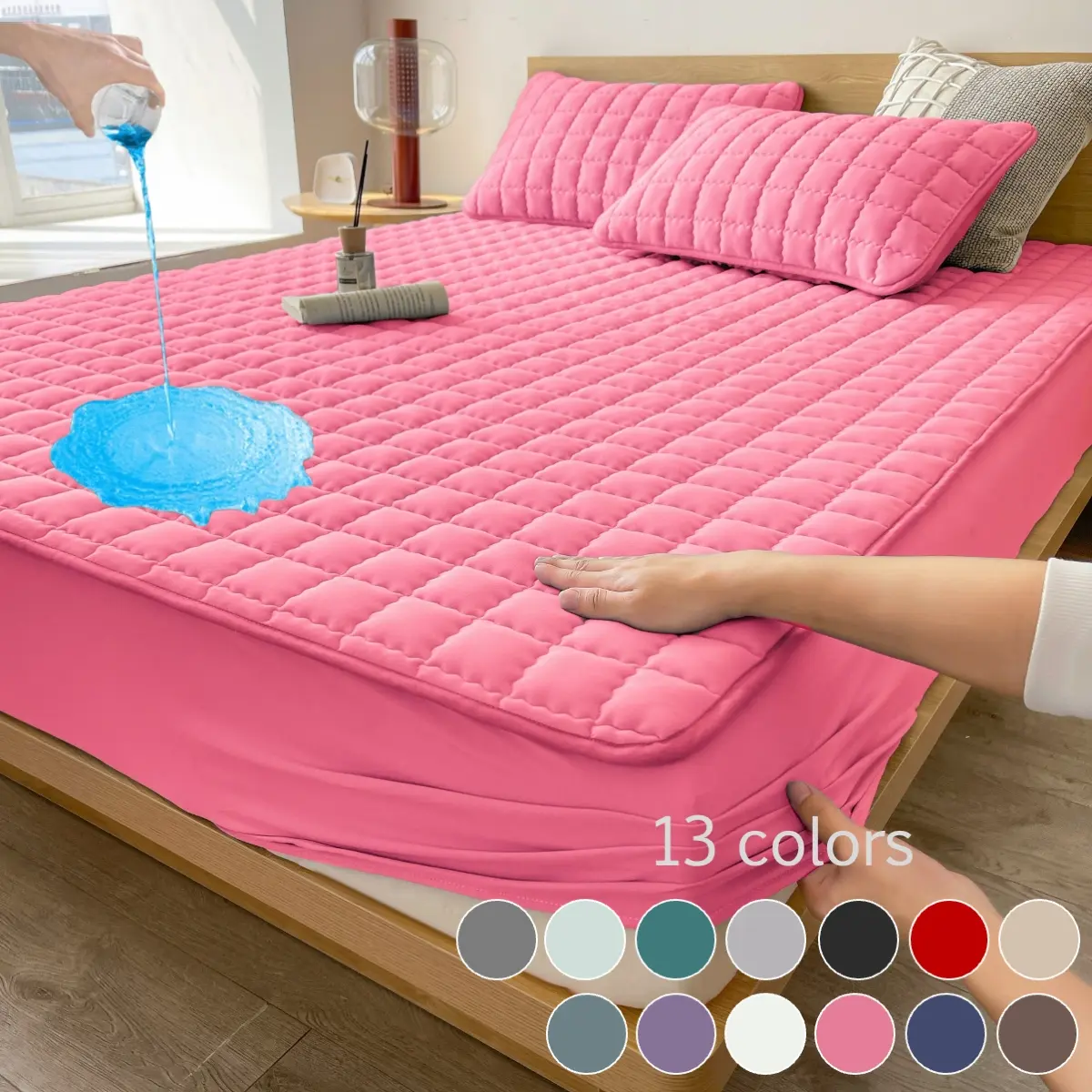 2/3 Piece Waterproof Mattress Protector Set with Deep Pocket, Soft, Noiseless, Breathable, Stain-Resistant, Machine Washable Bed Cover for Bedroom, Guest Room, Dorm, Kids, Pets, Elderly, Hotels – Includes Pillowcases, Waterproof Mattress Pad
