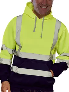 Reflective Hooded Sweatshirt Men Fall Winter Fleece, Safety Workwear Style, High Visibility Reflective, Warm and Comfortable, for Construction Workers and Traffic Officers Christmas and New Year Gifts