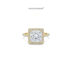 Gold-Plated Moissanite Adjustable Ring, 2.0 Carat Total Weight – Radiant Cut, Superior Optical Performance, Eco-Friendly Materials