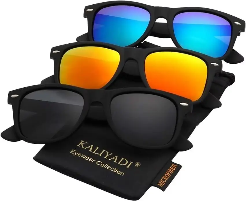 KALIYADI Unisex Polarized Sunglasses (S22) - Matte Finish, Color Mirror Lenses, Polarized Glare Cut, UV Eye Protection, Casual Outdoor, Fashion Eyewear, Casual Outdoor Sunglasses, Fashion Sunglasses