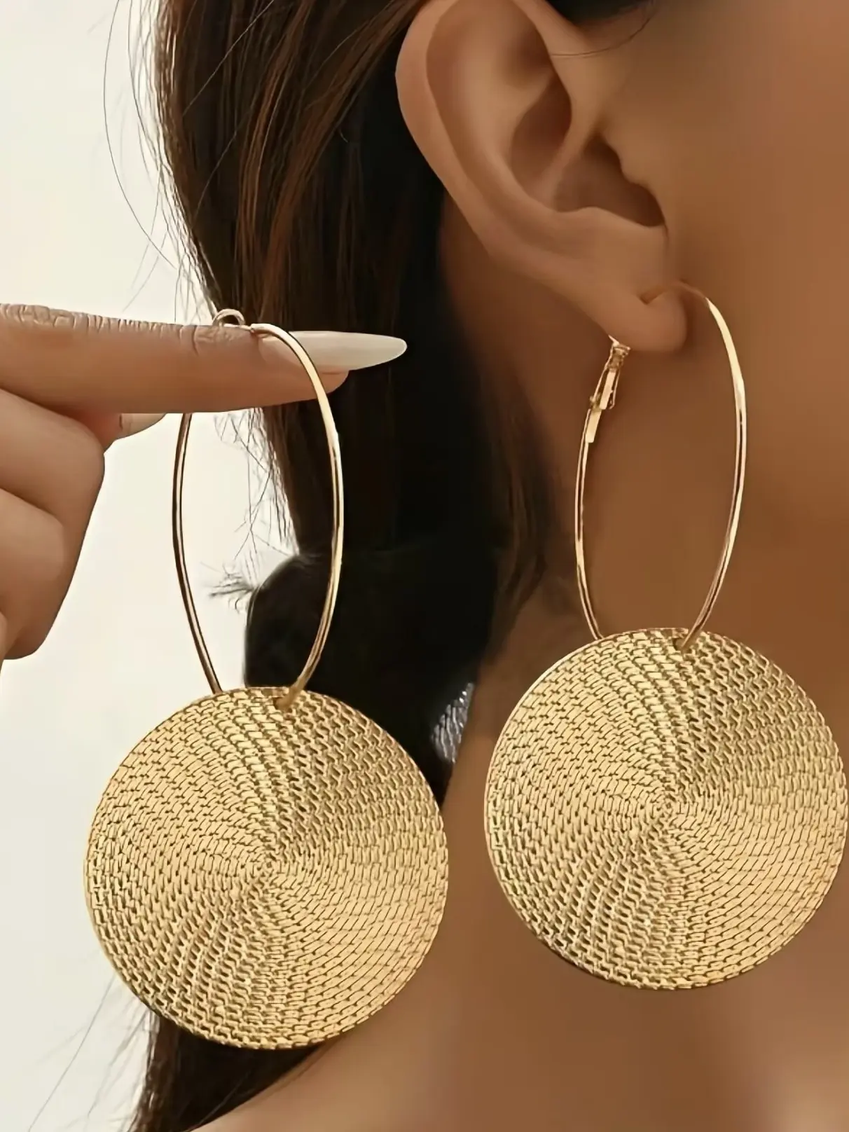 Fashionable Round Shaped Hoop Earrings, Circle Shape Earrings, Rounded Hoop Earrings, Stylish Jewelry, Fashion Jewelry for Party, Daily Clothing Decor, Trendy All-match & Exquisite Jewelry for Birthday Gift