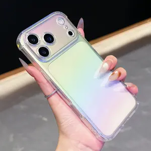 Cute Aurora Gradient iPhone Case for iPhone 17 Pro Max/17 Air/16 15 14 13, Crystal Clear Shockproof Phone Cover, Anti-Yellow Protective Case with Full Camera Protection for Girls and Women