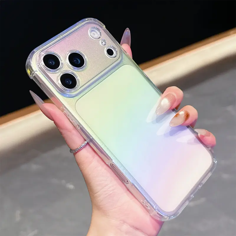 Cute Aurora Gradient iPhone Case for iPhone 17 Pro Max/17 Air/16 15 14 13, Crystal Clear Shockproof Phone Cover, Anti-Yellow Protective Case with Full Camera Protection for Girls and Women